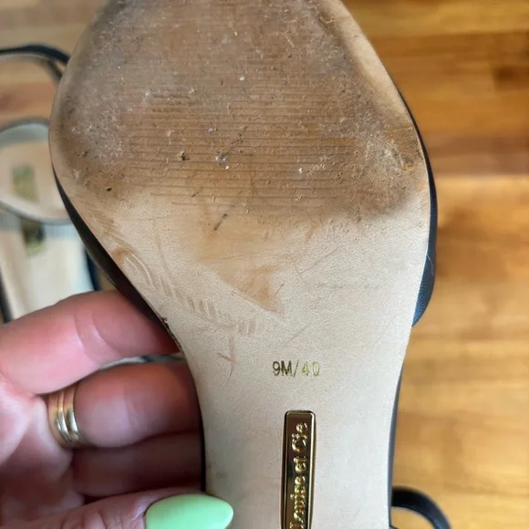 Louise et Cie Navy Women's Slingback Ankle Strap Pump Size 9 Leather Upper - Picture 10 of 11